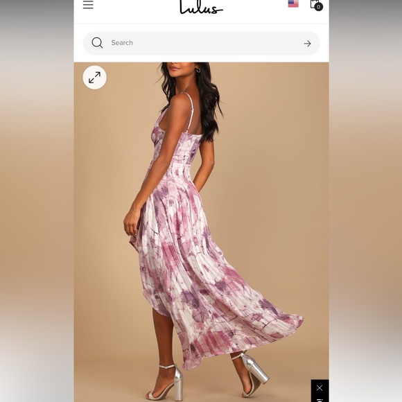 BNWT Lulus Enchanting Dream Multi-print High/Low Maxi dress L - Picture 7 of 16